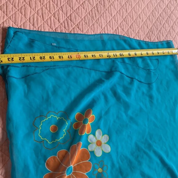 Aqua - Pareo Sarong Short Chiffon Bathing Suit  Beach Wrap - Semi-sheer - Picture 4 of 7